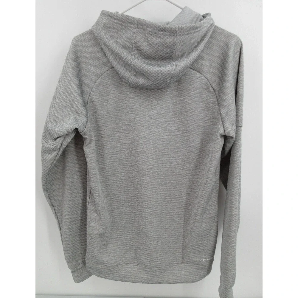 ADIDAS Waffle Mesh Climawarm Hooded Sweatshirt Men's Size Small Light Grey‎